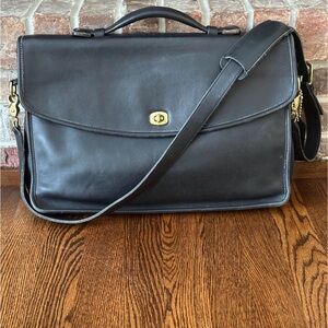 Vintage Coach Black Leather Briefcase